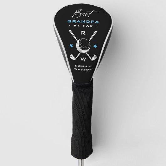 Stijlvolle 'Beste opa bij Par' Monogram Golfheadcover (Voorkant)