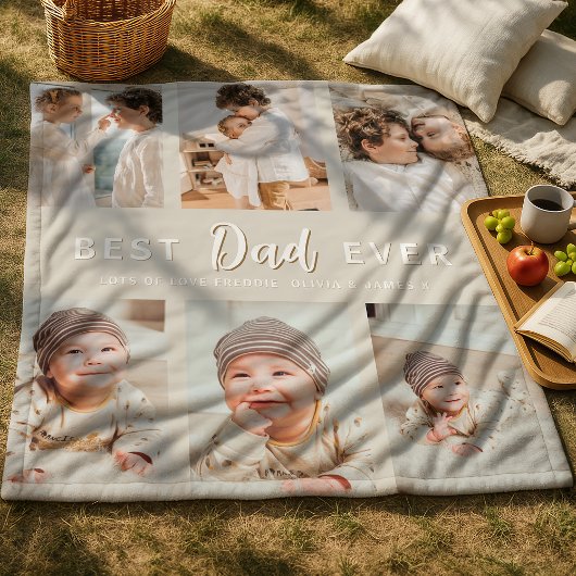 Stijlvolle Beste Papa Ooit 6 Foto  Fleece Deken