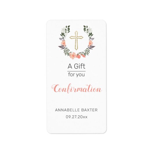 Stijlvolle bevestiging Floral Cross-Hand Sanitizer Etiket (Voorkant)