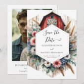 Stijlvolle bewerkbare Barnyard Wedding Save The Date (Voorkant / Achterkant)