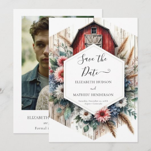 Stijlvolle bewerkbare Barnyard Wedding Save The Date (Voorkant / Achterkant)