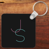 Stijlvolle bewerkbare elke twee modern ogende Init Sleutelhanger (Achterkant)