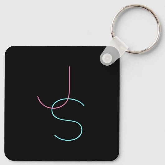 Stijlvolle bewerkbare elke twee modern ogende Init Sleutelhanger (Achterkant)