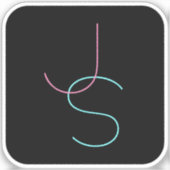 Stijlvolle bewerkbare elke twee modern ogende Init Sticker (Voorkant)