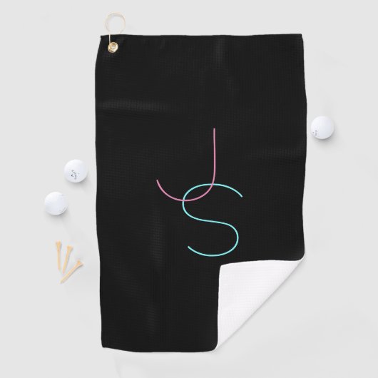 Stijlvolle bewerkbare moderne initialen golfhanddoek (Insitu)