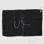 Stijlvolle bewerkbare moderne initialen golfhanddoek (Horizontaal)