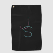 Stijlvolle bewerkbare moderne initialen golfhanddoek (Voorkant)