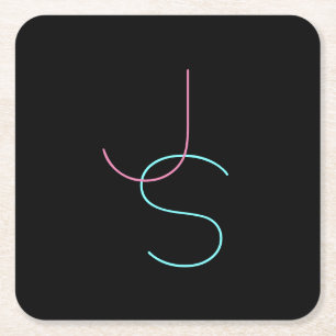 Stijlvolle bewerkbare moderne initialen kartonnen onderzetters