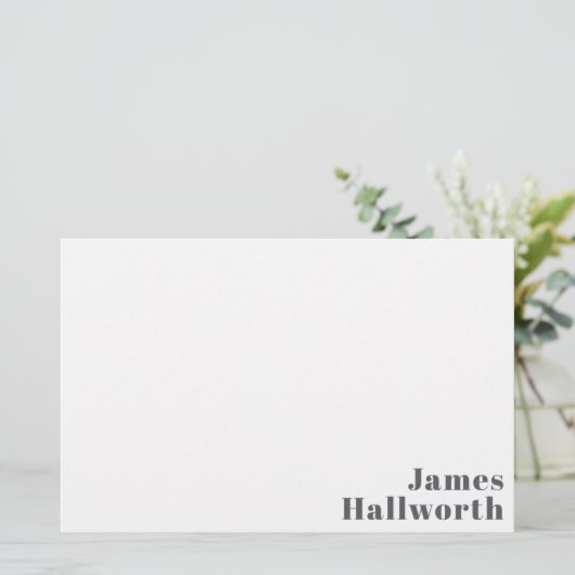 Stijlvolle bewerkbare moderne retro-tekst | Grey Briefpapier (Staand voorkant)