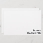 Stijlvolle bewerkbare moderne retro-tekst | Grey Briefpapier (Voorkant / Achterkant)