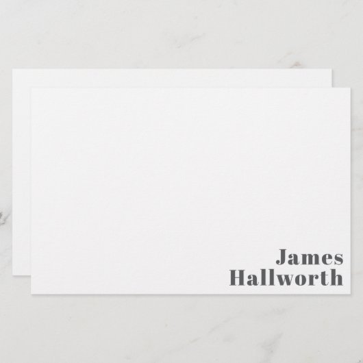 Stijlvolle bewerkbare moderne retro-tekst | Grey Briefpapier (Voorkant / Achterkant)