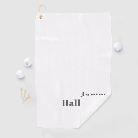 Stijlvolle bewerkbare moderne retro-tekst | Grey Golfhanddoek (Insitu)