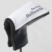 Stijlvolle bewerkbare moderne retro-tekst | Grey Golfheadcover (3/4 voorkant)