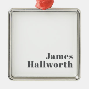 Stijlvolle bewerkbare moderne retro-tekst Grey Metalen Ornament