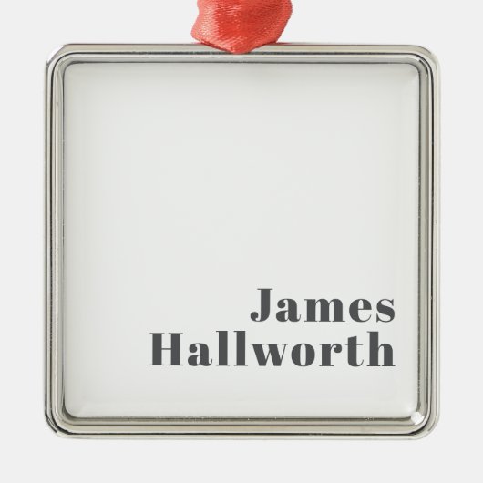 Stijlvolle bewerkbare moderne retro-tekst | Grey Metalen Ornament (Voorkant)