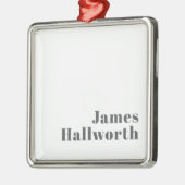 Stijlvolle bewerkbare moderne retro-tekst | Grey Metalen Ornament (Links)