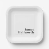 Stijlvolle bewerkbare moderne retro-tekst | Grey Papieren Bordje (Voorkant)