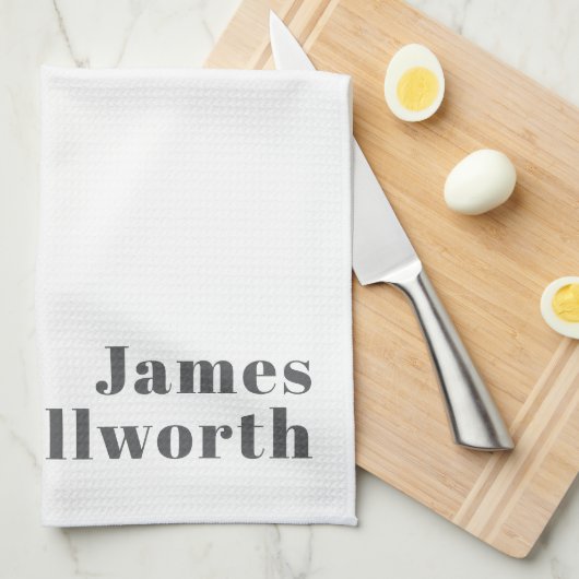 Stijlvolle bewerkbare moderne retro-tekst | Grey Theedoek (Quarter Fold)