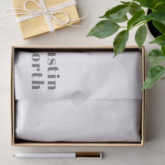 Stijlvolle bewerkbare moderne retro-tekst | Grey Tissuepapier (Geschenk)