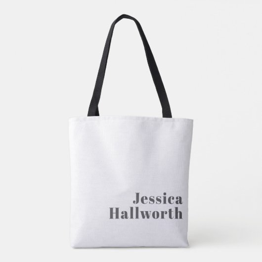 Stijlvolle bewerkbare moderne retro-tekst | Grey Tote Bag (Achterkant)