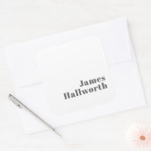 Stijlvolle bewerkbare moderne retro-tekst | Grey Vierkante Sticker (Envelop)