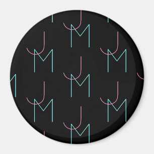 Stijlvolle bewerkbare moderne tegel initials magneet