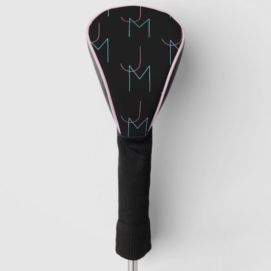 Stijlvolle bewerkbare twee moderne betegelde Initi Golfheadcover (Voorkant)