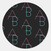 Stijlvolle bewerkbare twee moderne tegel-initialen ronde sticker (Voorkant)