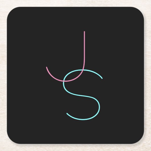 Stijlvolle bewerkbare twee moderne uitziende initi kartonnen onderzetters (Voorkant)