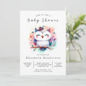 Stijlvolle bewerkbare uil Baby shower Kaart (Staand voorkant)