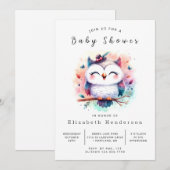 Stijlvolle bewerkbare uil Baby shower Kaart (Voorkant / Achterkant)