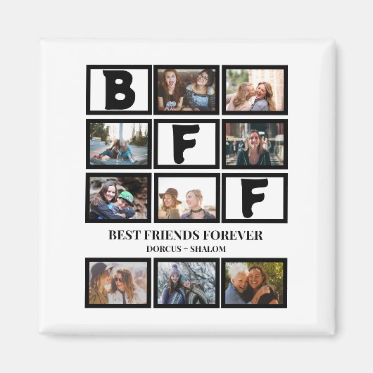 Stijlvolle BFF Best Friends Forever 9 Photo Collag Magneet (Voorkant)
