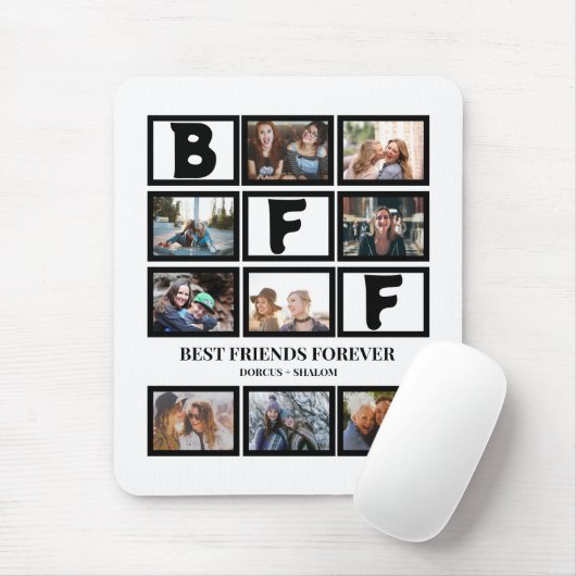 Stijlvolle BFF Best Friends Forever 9 Photo Collag Muismat (Met muis)