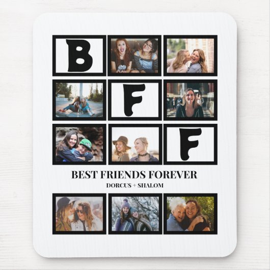 Stijlvolle BFF Best Friends Forever 9 Photo Collag Muismat (Voorkant)