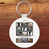 Stijlvolle BFF Best Friends Forever 9 Photo Collag Sleutelhanger (Voorkant)