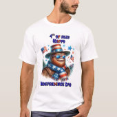 Stijlvolle Bigfoot Rocking American Independence D T-shirt (Voorkant)