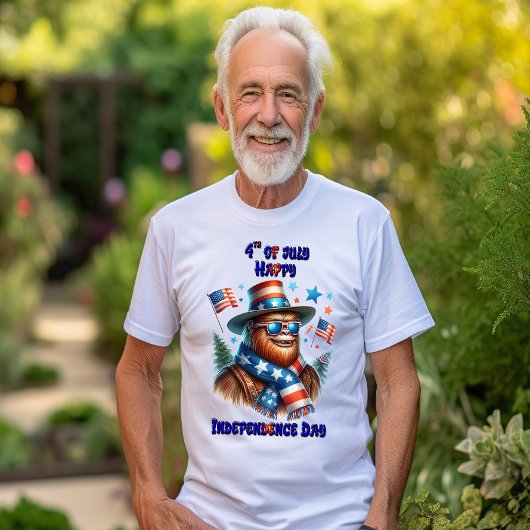 Stijlvolle Bigfoot Rocking American Independence D T-shirt