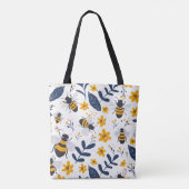 Stijlvolle bij en bloemmotief Canvas tas (Achterkant)