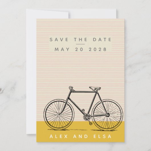 Stijlvolle bijenillustratie Blush en gele naam Save The Date (Voorkant)