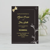 Stijlvolle bijgrens en lintbruiloft folie uitnodiging (Staand Voorkant)