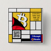 Stijlvolle Bitcoin - BTC crypto Vierkante Button 5,1 Cm (Voorkant)