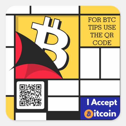 Stijlvolle Bitcoin - BTC crypto Vierkante Sticker (Voorkant)