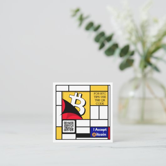 Stijlvolle Bitcoin - BTC crypto Vierkante Visitekaartje (Staand voorkant)