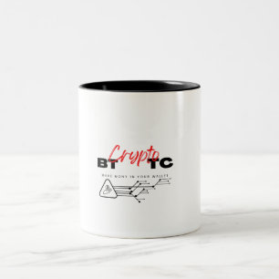 Stijlvolle Bitcoin & Cryptocurrency Coffee Cup Tweekleurige Koffiemok