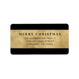 Stijlvolle Black and Faux Gold Christmas Classic Etiket