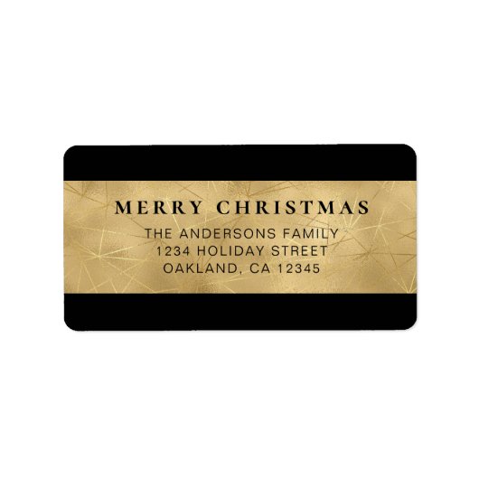 Stijlvolle Black and Faux Gold Christmas Classic Etiket (Voorkant)