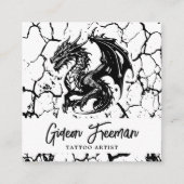 Stijlvolle Black and White Dragon Tattoo Artist Vierkante Visitekaartje (Voorkant)
