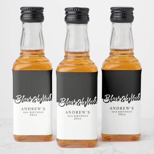 Stijlvolle Black and White Party Likeurfles Etiket (Flessen)