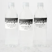 Stijlvolle Black and White Party Waterfles Etiket (Flessen)