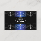 Stijlvolle Black Blue  Borders Jewels Logo Foto Visitekaartje (Voorkant)